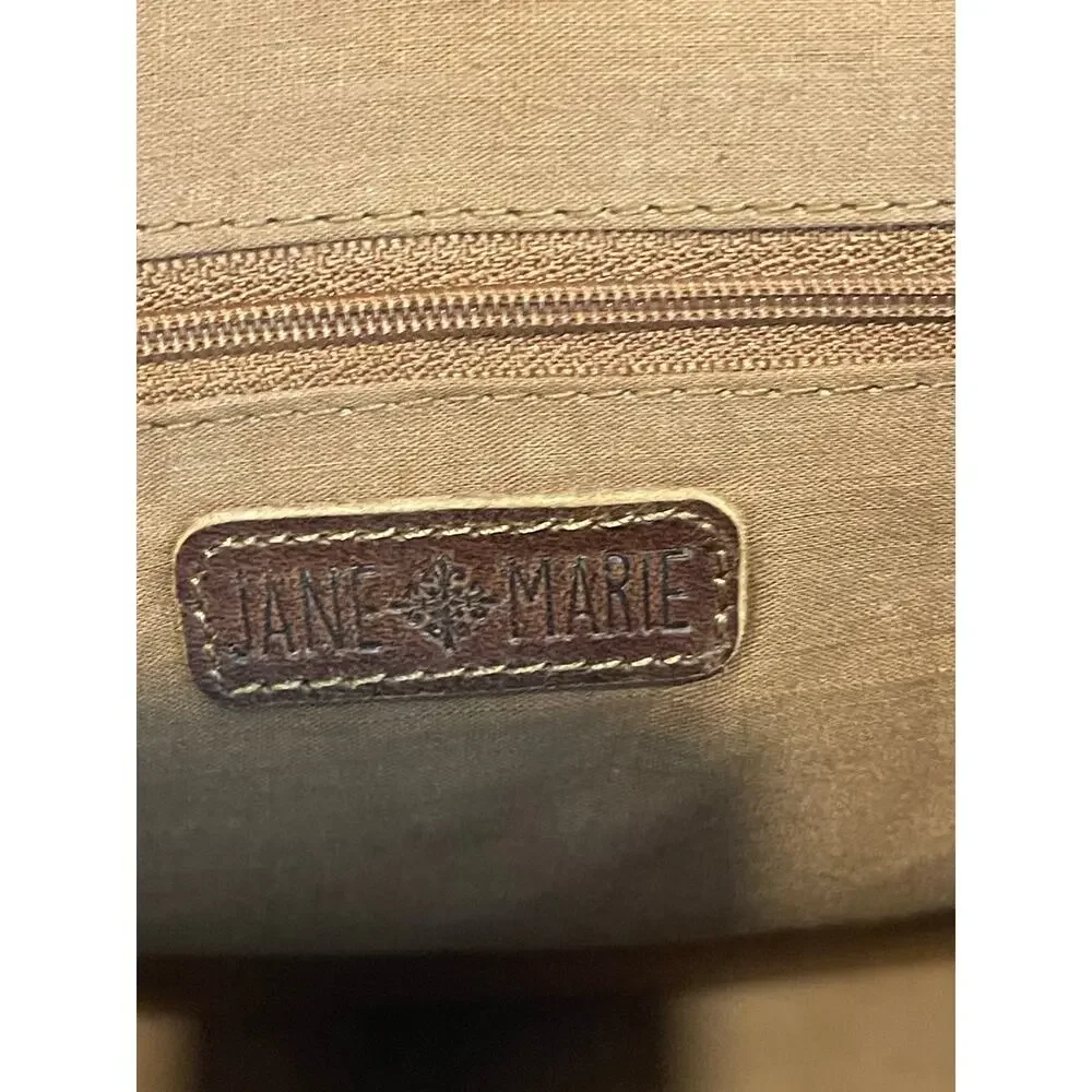 Jane Marie‎ Purse Tote Bag Leather Snakeskin Brown Western Travel